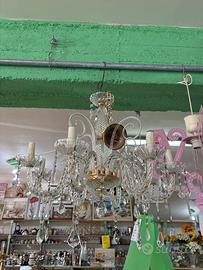 Lampadario in vetro ed ottone