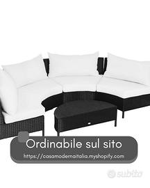 Divano Da Esterno in Rattan, Set 5 Pezzi Con Pouf