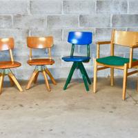 Sedie girevoli tavoli legno faggio anni 50 design