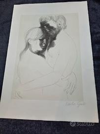 Emilio Greco Litografia originale Amanti.