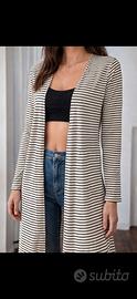 Cardigan lungo a righe bianco e nero Taglia unica