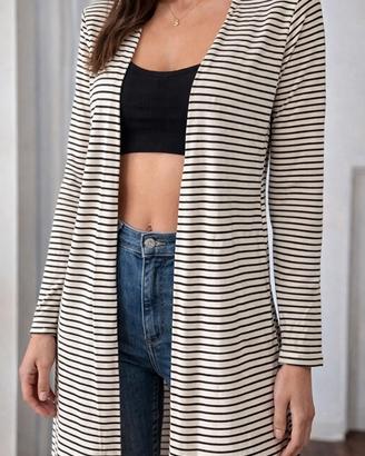 Cardigan lungo a righe bianco e nero Taglia unica