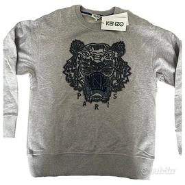 Felpa Kenzo grigia con motivo a perle blu. tg S