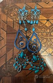 Lotto x 3 paia di orecchini con pietre etnici