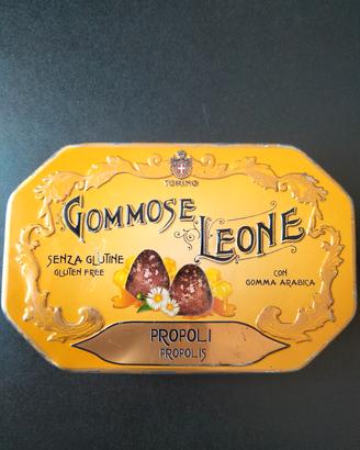 Scatola di latta vintage gommose leone 