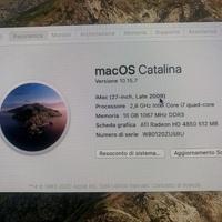 Imac 27 pollici dh 1 tera ram 16 gb wifi dvd