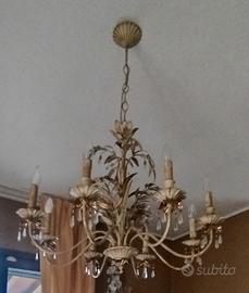 Lampadario in ferro battuto a 6 luci 