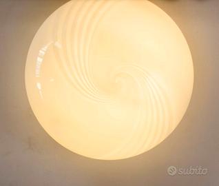 Applique plafoniera vintage in vetro swirl Murano