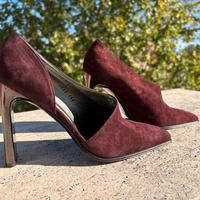 Scarpe Casadei, camoscio melanzana,taglia 37 e 1/2