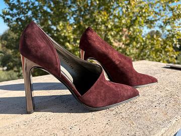 Scarpe Casadei, camoscio melanzana,taglia 37 e 1/2