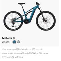 Bici E-MTB Cannodale Moterra 3 Taglia M - NUOVA