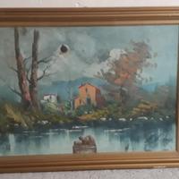 Quadro olio su tela paesaggio natura firmato 60x80