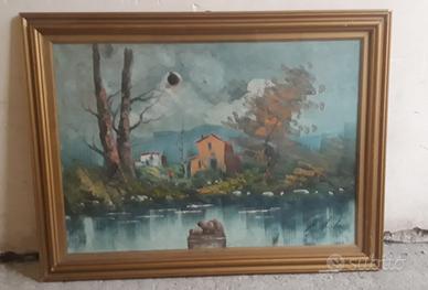 Quadro olio su tela paesaggio natura firmato 60x80