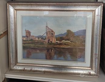 Dipinto " Draghe sul magra"  - Mario Dini 1975