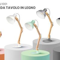 Lampada Scrivania TOMONS Legno + Lampadina Smart