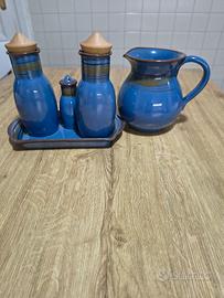 Vassoio per oliera saliera e acetiera brocca