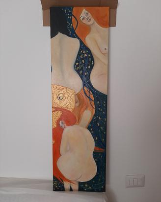 quadro arredamento olio su tela 100x30 klimt