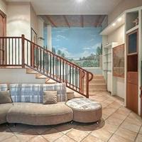 Divano angolare con pouf coordinato