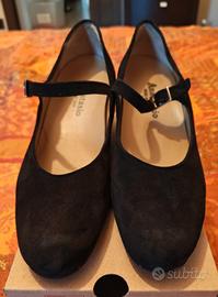 Scarpe Mary Jane in camoscio nero con zeppa N. 41