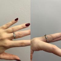 Anello solitario, in argento, con filo spinato