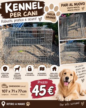KENNEL / GABBIA PER CANI  METALLO – PARI AL NUOVO
