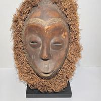 Maschera africana con paglia rara antica - Liberia