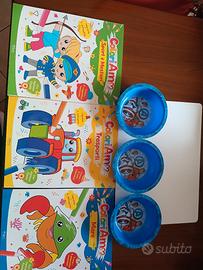 Set di 3 LIBRI DA COLORARE E  3 PIATTI FONDI-BIMBI
