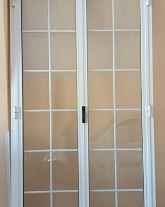 porta doppia  di anticorodal con vetro  e telaio