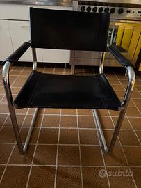 Sedia design vintage in pelle e metallo