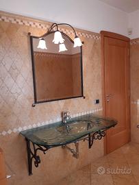 LAVANDINO IN CRISTALLO + SPECCHIO E LAMPADARIO