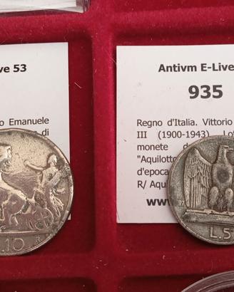 2 Falsi d' epoca 5 lire 1927 10 lire 1929 Vittorio