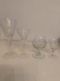 Set 4 bicchieri cristallo inciso  ‘30