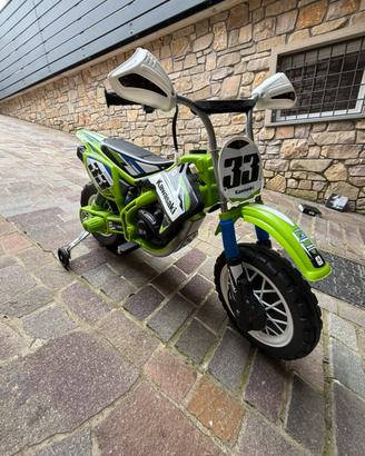 Moto elettrica Kawasaki per bambini con rotelle