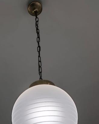 Lampada sospesa in vetro e ottone