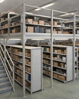 Soppalco metallico a due piani per magazzino