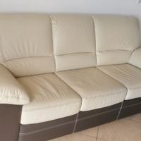 divano 3 posti in pelle + pouf