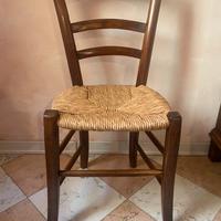 Sedie rustiche in legno e paglia – Set da 7