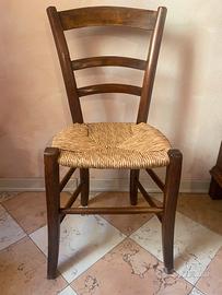 Sedie rustiche in legno e paglia – Set da 7