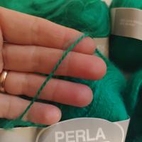 quattro gomitoli di lana mohair verde