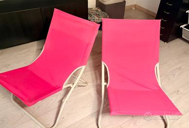 Coppia Sdraio/sedie rosa pieghevoli