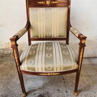 2 poltrone impero in mogano +4 sedie