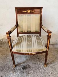 2 poltrone impero in mogano +4 sedie