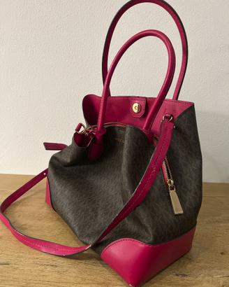 Michael Kors shopper logo marrone e fucsia