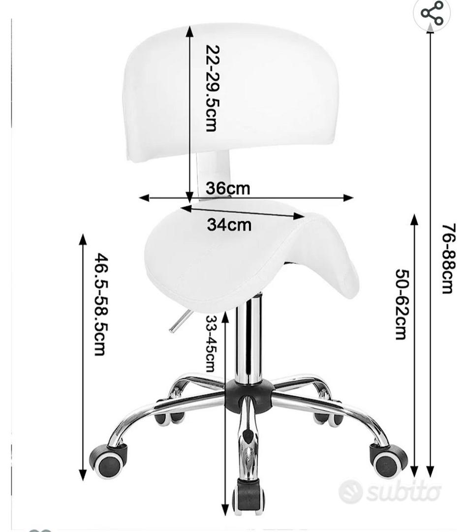 Sgabello regolabile,girevole con ruote e schienale - Arredamento e  Casalinghi In vendita a Latina