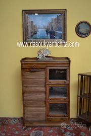 Schedario stile inglese a serranda e vetrina