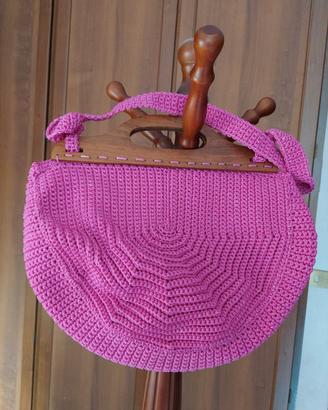 borsa da spiaggia con manico in legno