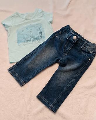 set 2 pezzi bimba 3/6 MESI. Maglietta e jeans