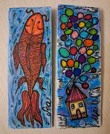 set 2 segnalibri rigidi handmade artistici Disney