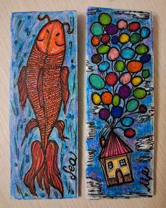 set 2 segnalibri rigidi handmade artistici Disney