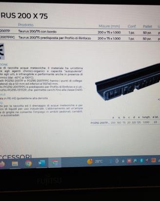 Griglia e canalina Taurus 200x75